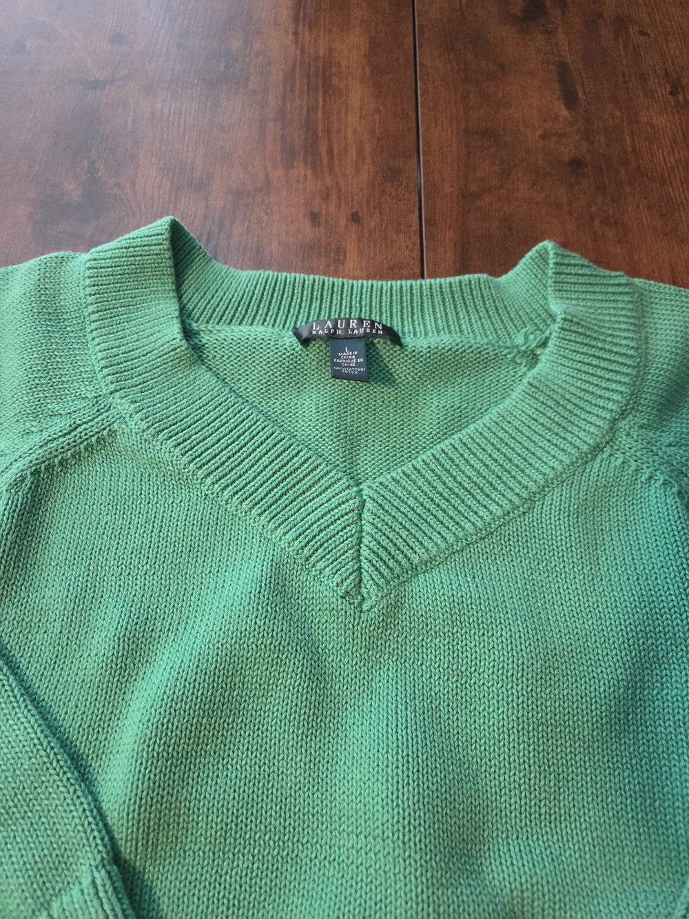 Lauren Ralph Lauren Women's V Neck Sweater Green Size Large - Picture 3 of 7